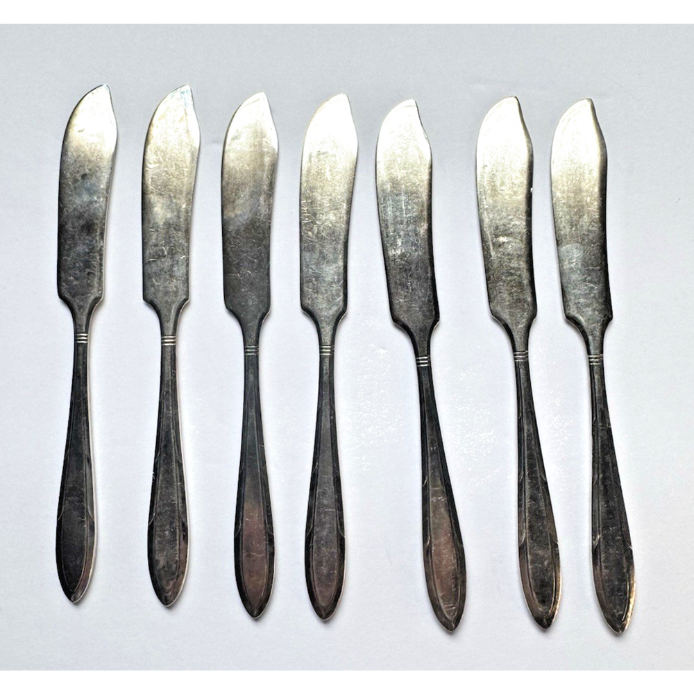 Set of 7 Vintage Silver Plated Butter Spreader Knives 6" Party, Holiday